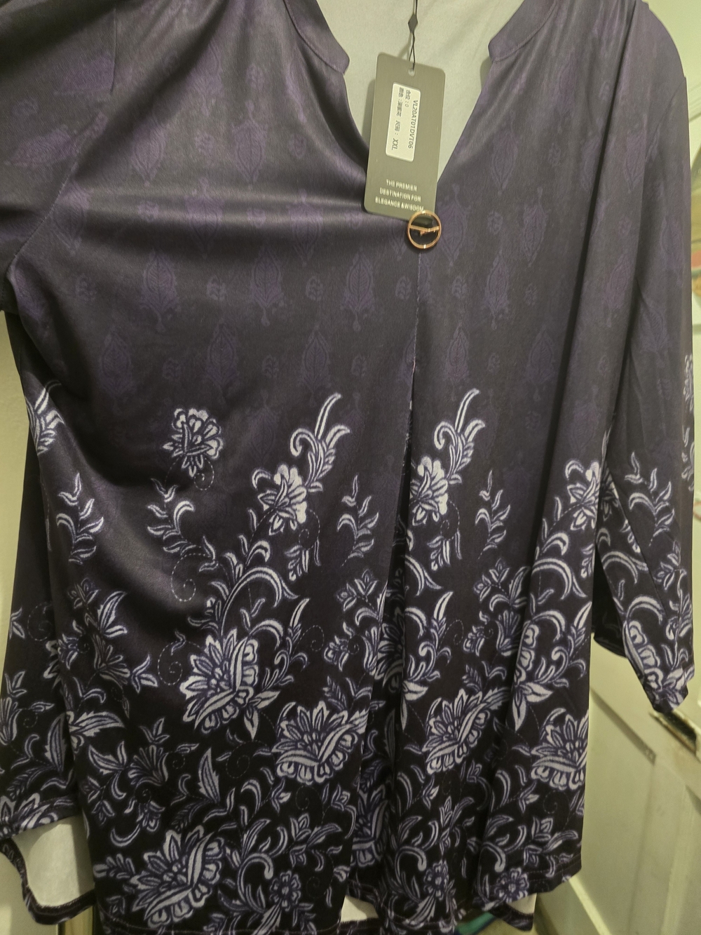 Women's Purple Floral Tunic Top - Unbranded